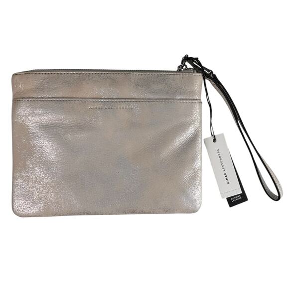Aimee Kestenberg Wristlet Clutch Stone Silver Leather New "Its A Love Thing" - Picture 2 of 11